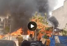 गाजियाबाद के वसुंधरा में भीषण आग: सिलेंडर ब्लास्ट से दहला इलाका, दर्जनों झुग्गियां जलकर राख!