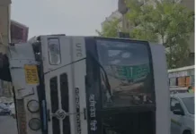 गाजियाबाद में रोडवेज बस पलटी: गलत दिशा से आ रहे ट्रक को बचाने में हादसा, 19 यात्रियों में 6 घायल