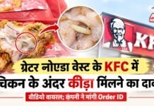 ग्रेटर नोएडा वेस्ट के KFC में चिकन के अंदर कीड़ा मिलने का दावा, वीडियो वायरल; कंपनी ने मांगी Order ID