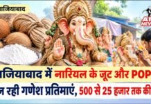 गाजियाबाद में नारियल के जूट और POP से बन रही गणेश प्रतिमाएं, 500 से 25 हजार तक कीमत